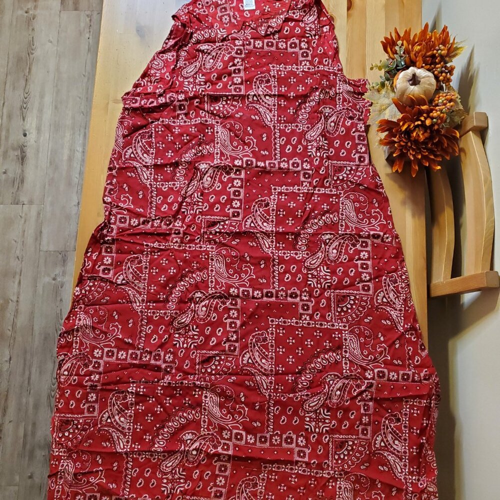 Desert Jems - Women's Red bandana Dress Paisley Print -Size M (10-12) - Picture 4 of 7